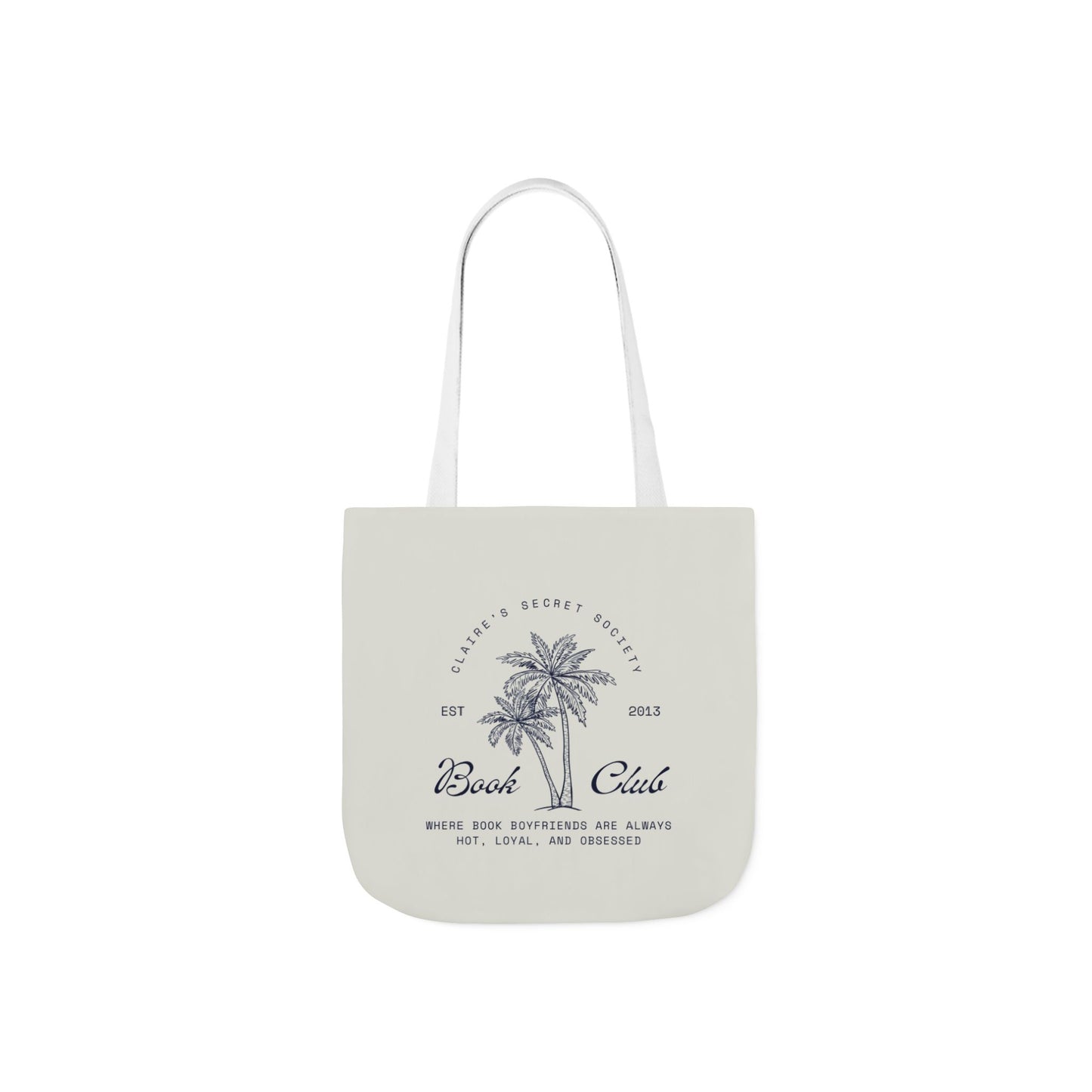 Claire's Secret Society Beach Club Canvas Tote Bag — Palm Tree Coastal Market Tote