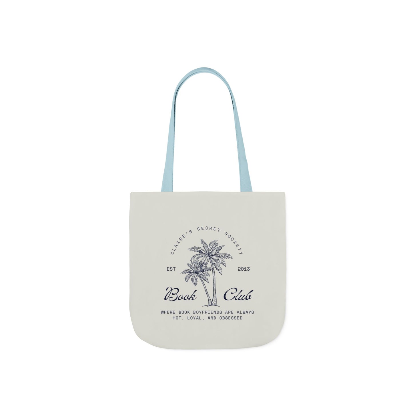 Claire's Secret Society Beach Club Canvas Tote Bag — Palm Tree Coastal Market Tote