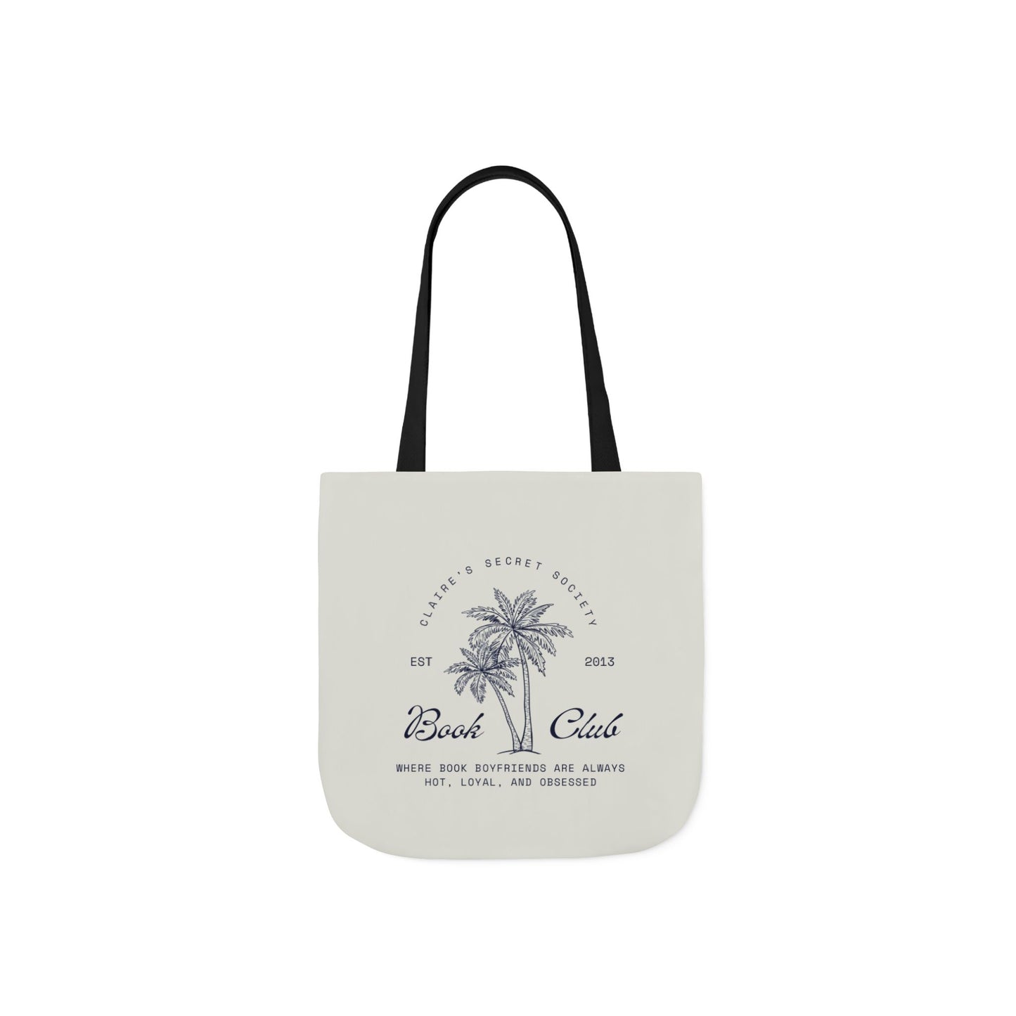 Claire's Secret Society Beach Club Canvas Tote Bag — Palm Tree Coastal Market Tote
