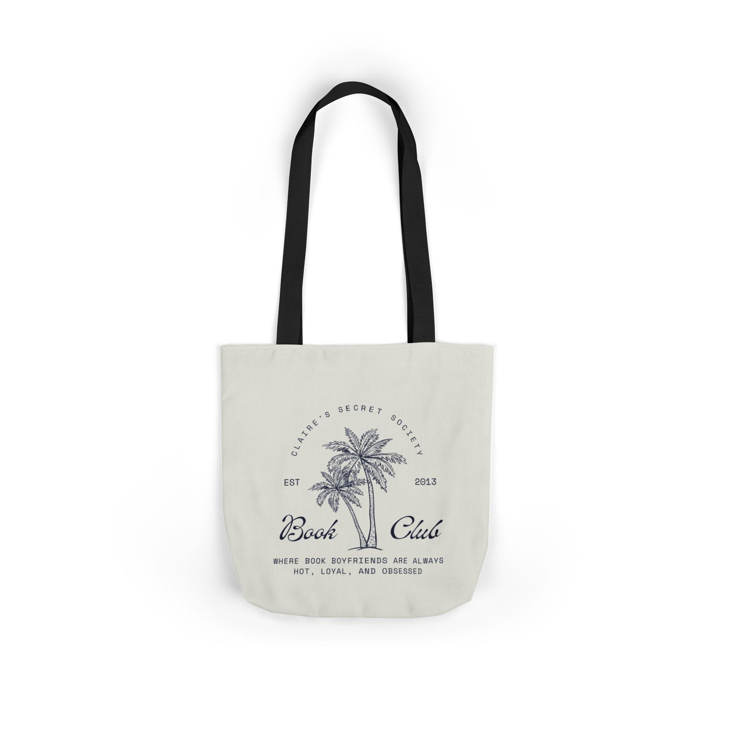 Claire's Secret Society Beach Club Canvas Tote Bag — Palm Tree Coastal Market Tote