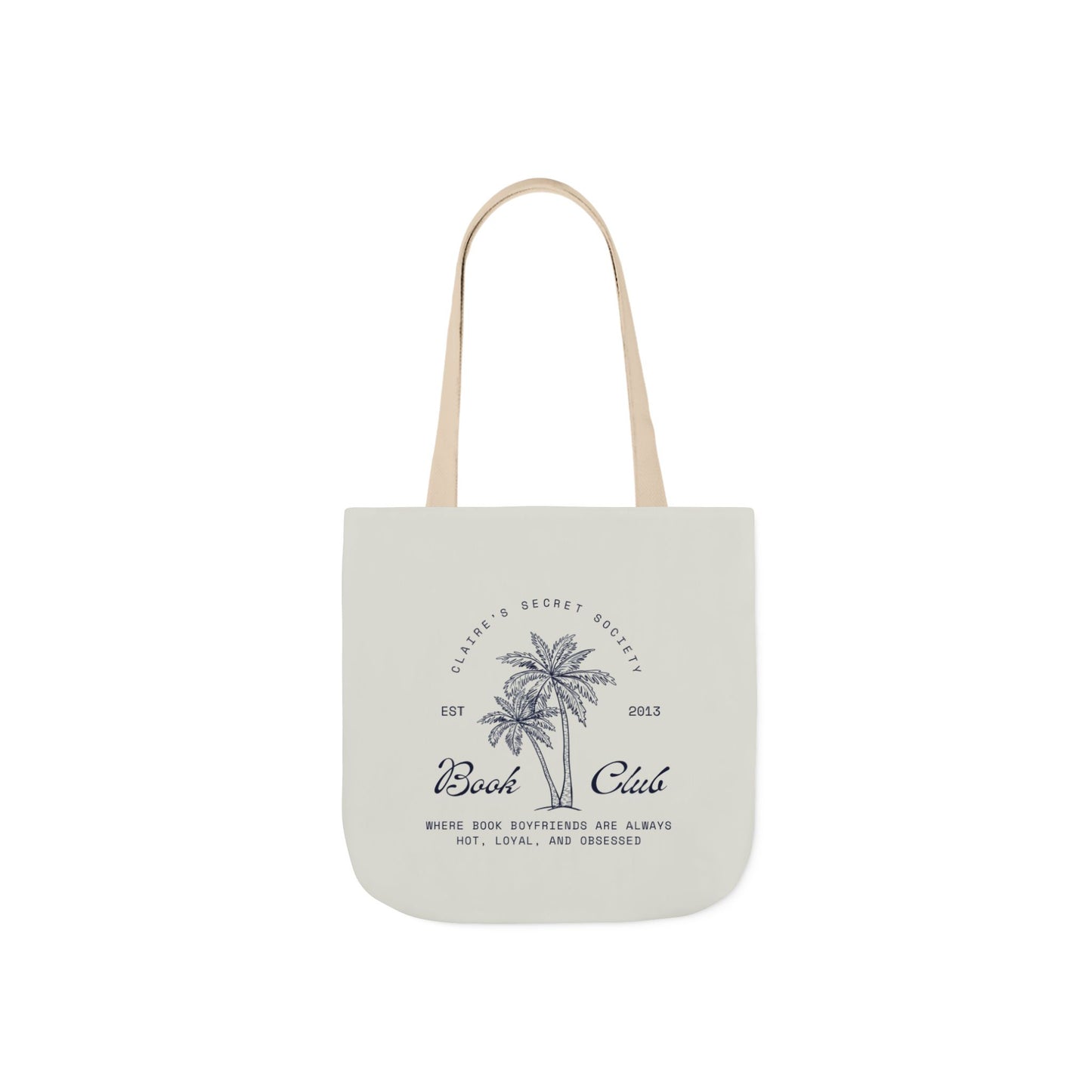 Claire's Secret Society Beach Club Canvas Tote Bag — Palm Tree Coastal Market Tote