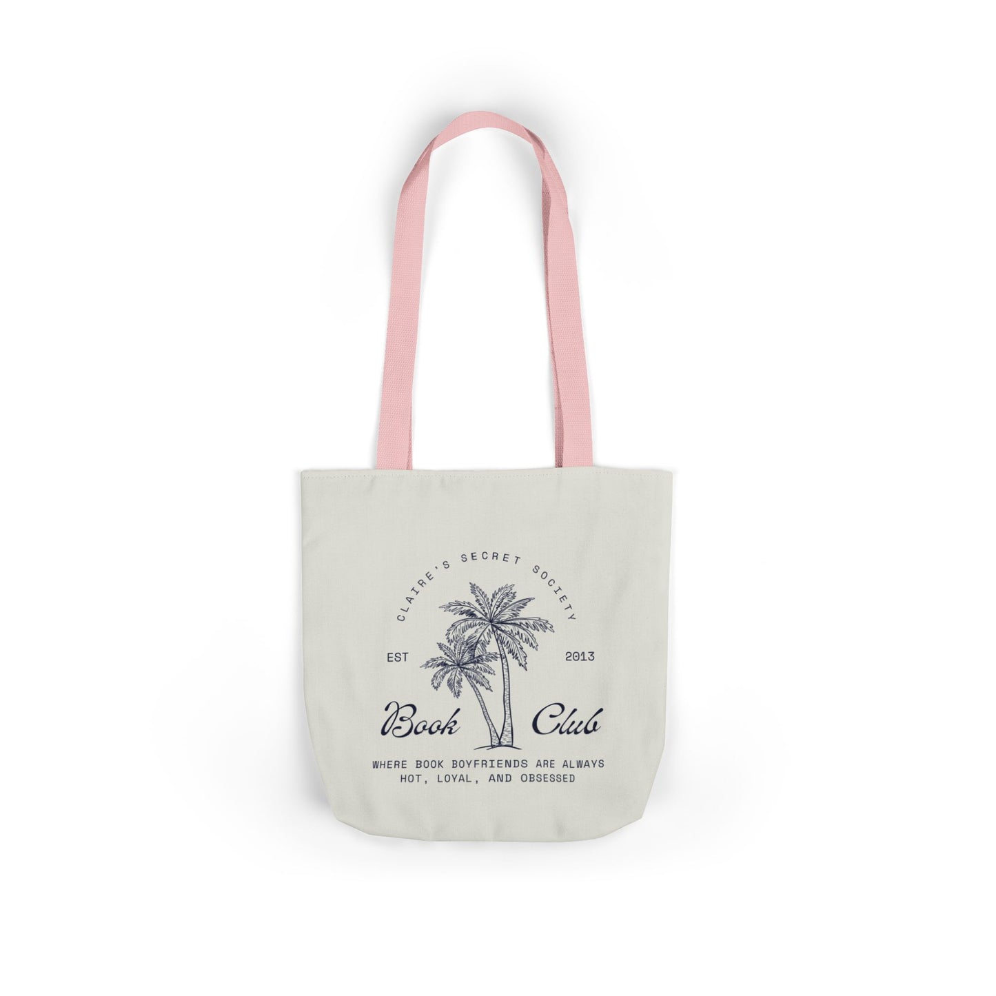 Claire's Secret Society Beach Club Canvas Tote Bag — Palm Tree Coastal Market Tote