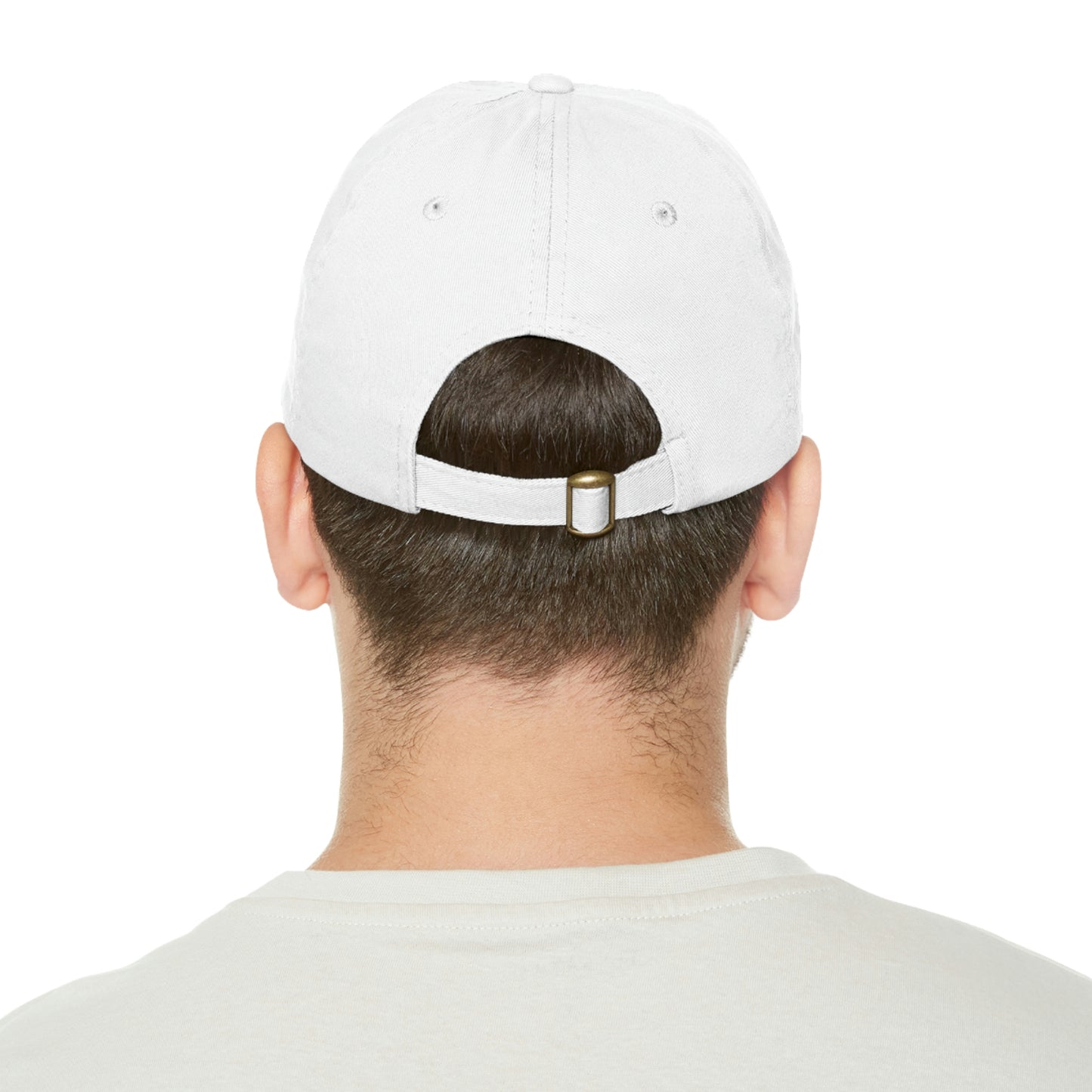 Black Dad Hat with Leather Patch (Round)