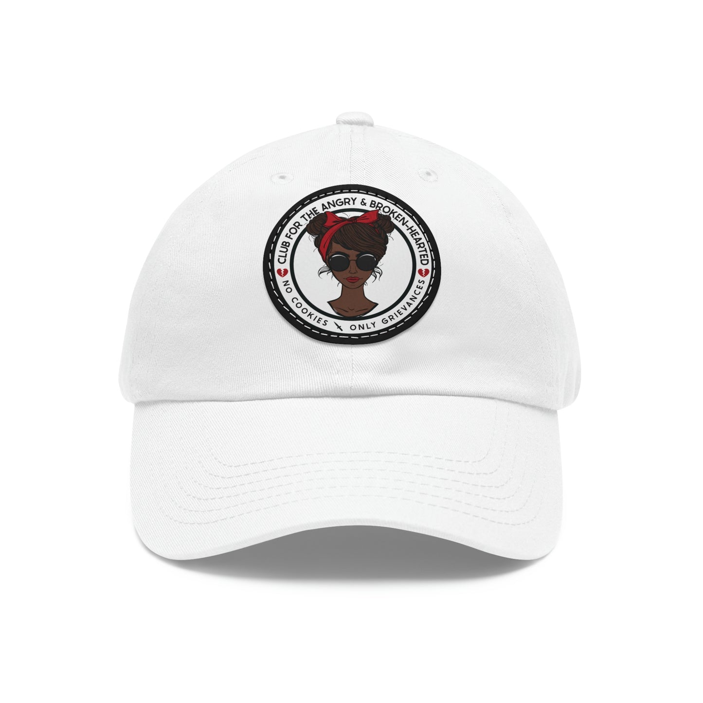 Black Dad Hat with Leather Patch (Round)