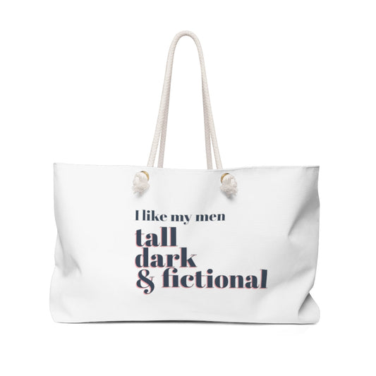 Tall, dark, and fictional Weekender Bag